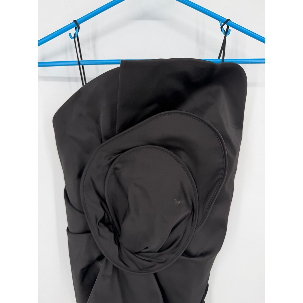 Magda Butrym x H&M Black 3D Flower Rosette Ruched Bustier Top Spaghetti Strap - Picture 4 of 8